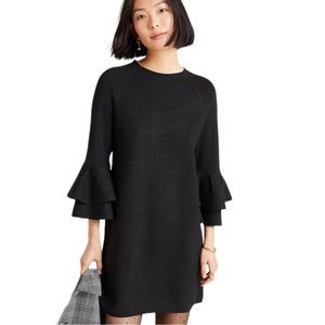 Anthropologie Claudette Sweater Dress Black Sparkle Bell Sleeve